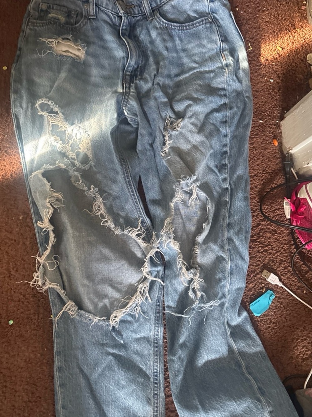 Aeropostale Light Blue Ripped Flare Jeans